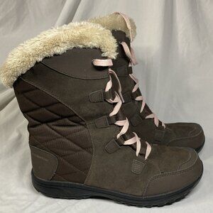 Columbia Snow Boots Women 10.5 Ice Maiden II Waterproof Brown Lace Up BL1581-232